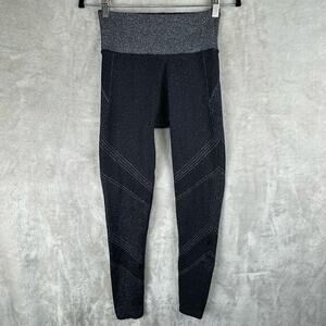 Athleta Pants Womens Small Black Silver Metallic Leggings Shimmer High Rise Gym